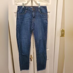 Just Black Denim High Rise Skinny Jeans Raw Hem Stretch Blue Women’s Size 30